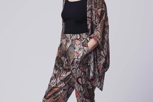 Paisley print kimono, £150, and trousers, £120, and cami, now £27.50, at Hope Fashion.