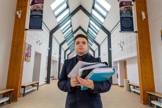 Blaine Thomas joined the sixth form at Bradford Grammar School on an assisted place, and was made head boy within months nominated by students and staff. Image: James Hardisty.
