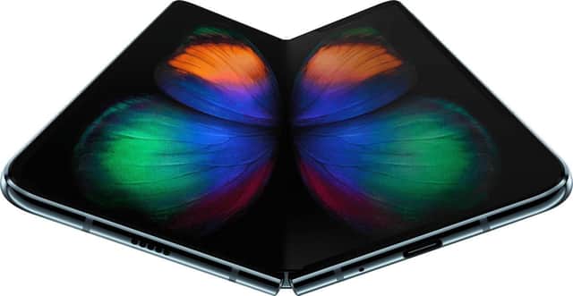 Samsung's Galaxy Fold opens lengthways to reveal an almost square display