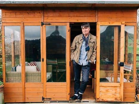 Simon Armitage in his garden shed, from which he will host a new podcast. Picture: BBC.