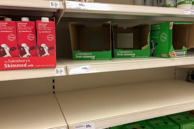A shortage of UHT milk in supermarkets is one of many examples of 'panic buying' over coronavirus.