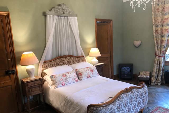 There are four bedroom suites for guests at the chateau, which is now a chambre d'hote, aka B&B