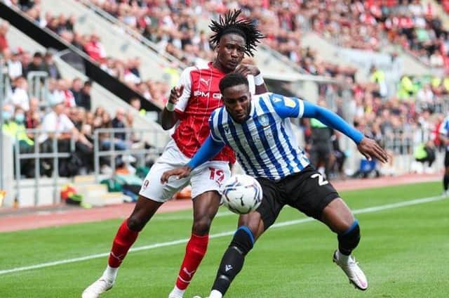 Rotherham United striker Josh Kayode, pictured in action against Yorkshire rivals Sheffield Wednesday earlier this season.