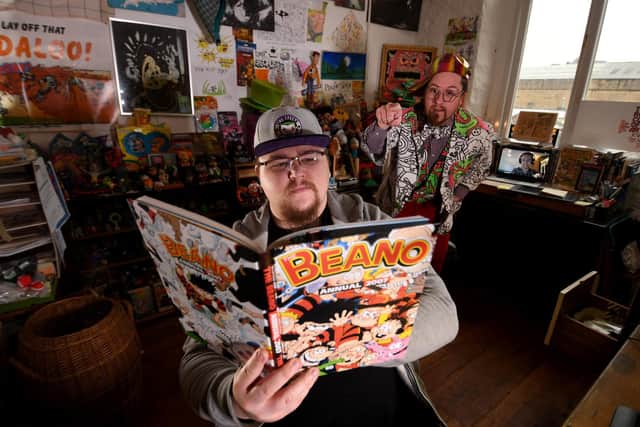 Animation graduate Damian Jenorowski (front) is pictured with Ben Simpson
