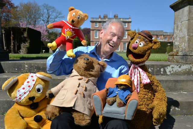 Gyles Brandreth with some of his teddy bears, which he and his wife gifted to Newby Hall, Ripon. (Picture: PA).