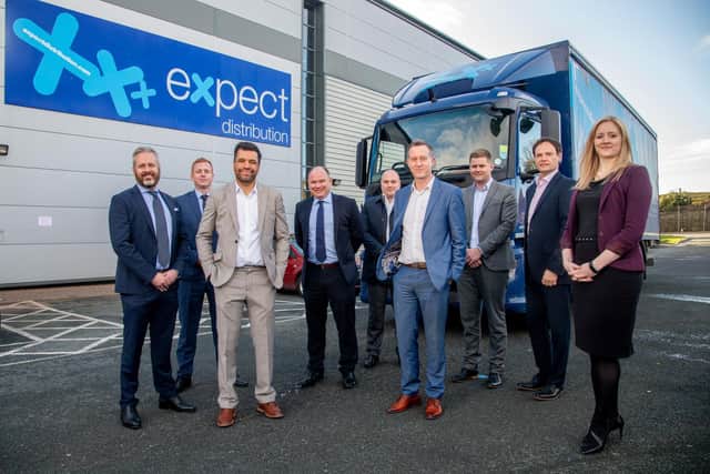MBO concluded at Expect Distribution 
L to R: Nick Salmons – Shawbrook, Matt Fannon – Shawbrook, Andy Taylor – Expect, Jonathan Simms – Clarion, Richard Weston – Azets, Neil Rushworth – Expect, Matthew Kilner – Expect, Rob Burton – Azets, Sarah Harrison – Clarion