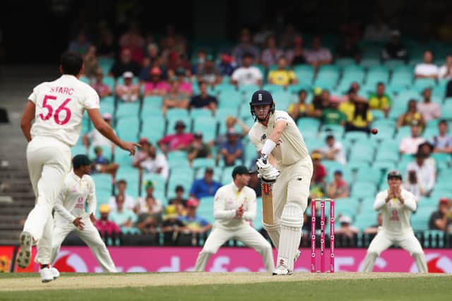 Close call: England's Zak Crawley edges behind off a no-ball from Mitchell Starc.