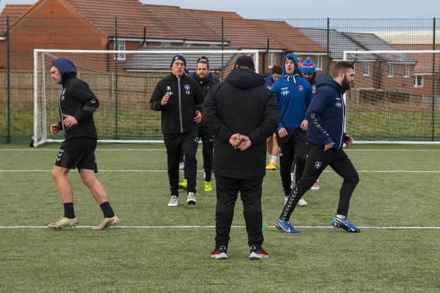 Wakefield Trinity head coach Willie Poching oversees training earlier this week. 
Picture: Tony Johnson