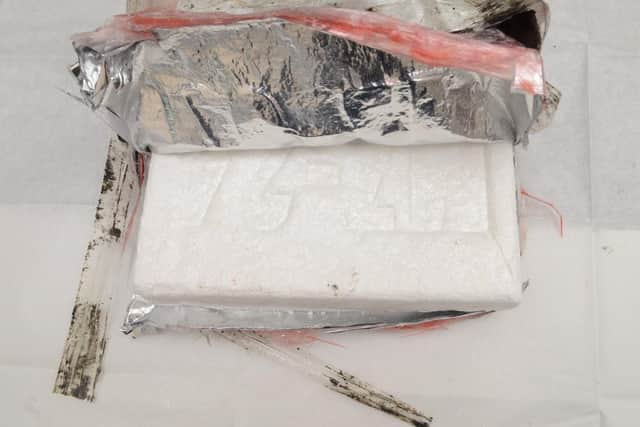 A block of cocaine found by police