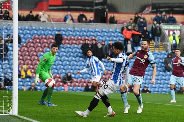 Get in: Huddersfield 
Town's Josh Koroma makes it 1-1 against Burnley.
Picture: Jonathan Gawthorpe
