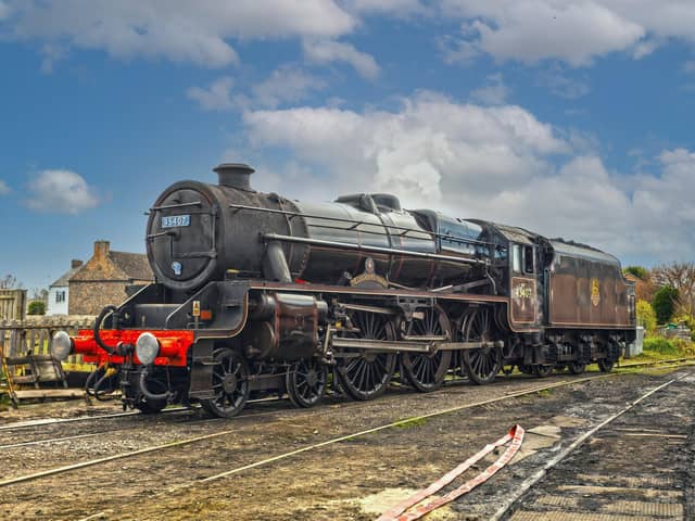 A Black Five locomotive on the Wensleydale Railway