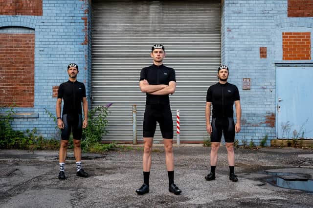 Black cycling jerseys, £49; bib shorts, from a selection; beer caps, now £7.50, all at Paria.cc. Picture by Sam Williams.