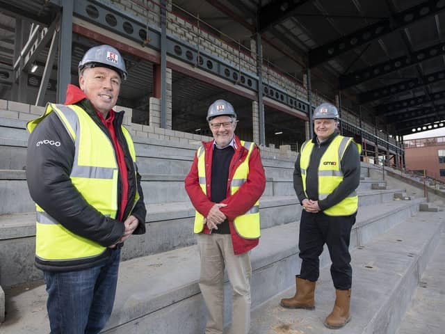 Mark Aston (CEO - Sheffield Eagles), Ricard Caborn (Project Lead - Legacy Park Ltd) and Stephen Marriott (Operations Director - Scarborough Group International) at the Community Stadium.