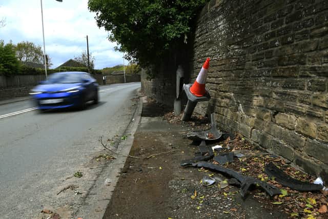 The aftermath of a different collision on Harrogate Road in Apperley Bridge, where residents have campaigned for more speed enforcement