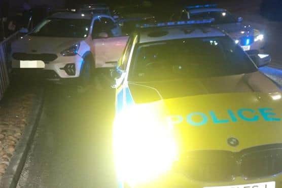 A driver was been arrested near Sheffield after driving the wrong way down the M1 and ramming a police car.