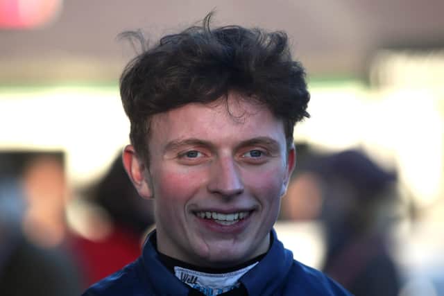 James Bowen reacts after winning the Vickers.Bet North Yorkshire Grand National Handicap Chase on Supreme Escape at Catterick Bridge Racecourse.