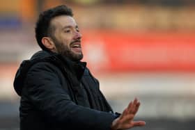 Huddersfield Town head coach Carlos Corberan, pictured on the touchline against Swansea City. Picture: Bruce Rollinson.