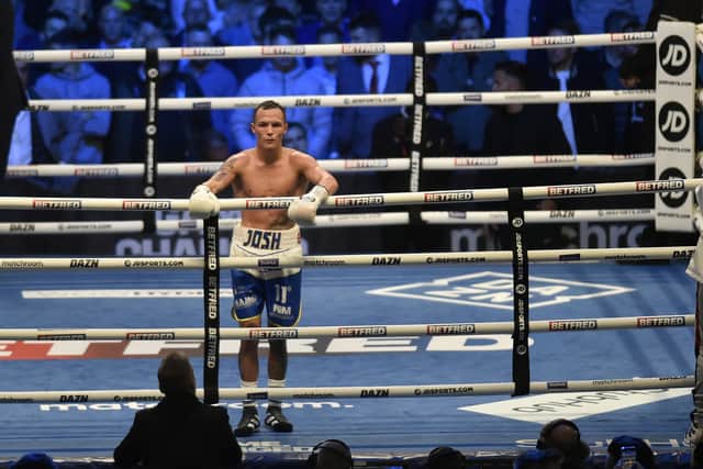Last fight: Josh Warrington after his fight at Headingley against  Mauricio Lara was stopped. Picture: Steve Riding
