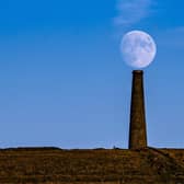 The moon rises above chimney on Grassington Moor 
Picture Tony Johnson