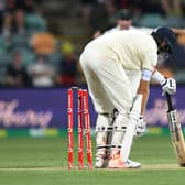 Over and out: Yorkshire and England's Joe Root reacts after being clean bowled by Australia's Scott Boland during the Hobart defeat. Picture: Darren England via AAP/PA Wire.
