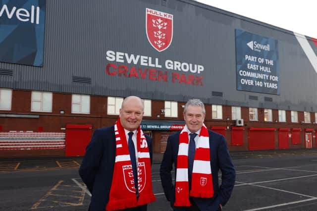 Hull KR chief executive Paul Lakin and Sewell Group chair Paul Sewell.