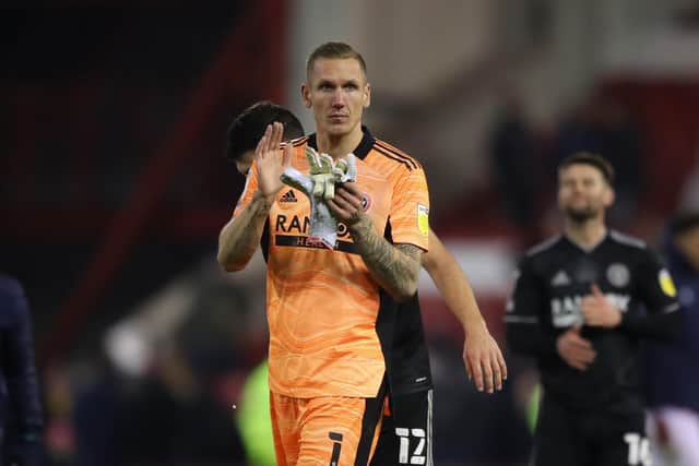Heading out? Blades' on loan AS Roma keeper Robin Olsen is wanted back at the Italian club - so they can move him on to Aston Villa.  Picture: Simon Bellis / Sportimage