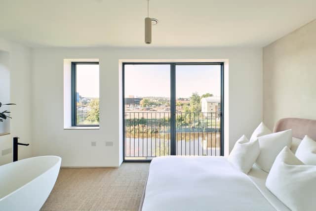One of the bedrooms with a fabulous view over the river