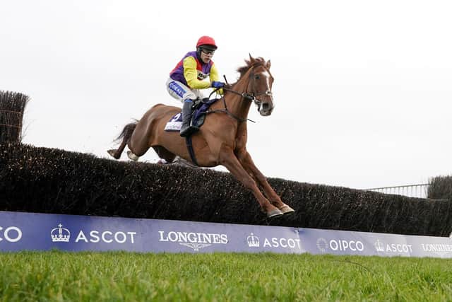 This was Remastered and Tom Scudamore winning the Reynoldstown Chase at Ascot last year.