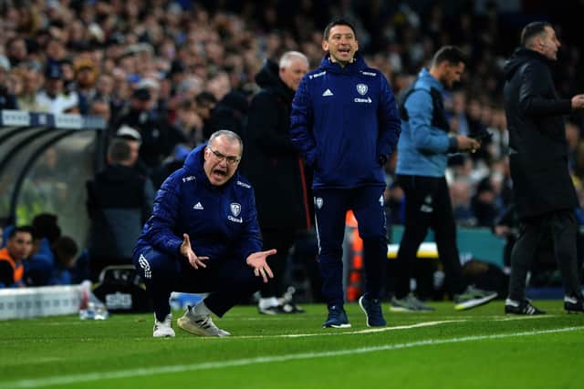 Leeds United's Marcelo Bielsa shows his frustration against Newcastle on Saturday.  Picture: Jonathan Gawthorpe