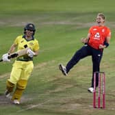 England's Katherine Brunt celebrates taking the wicket of Australia's Georgia Wareham Picture: David Davies/PA
