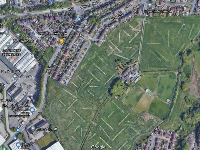 An aerial view of a proposed housing site at Hunsworth, near Cleckheaton, which is returning to committee. (Image: Google)