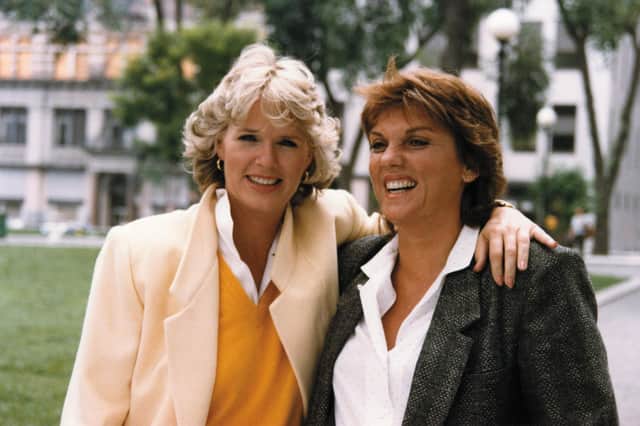 Sharon Gless and Tyne Daly on the set of Cagney & Lacey. Picture: Sharon Gless/PA.