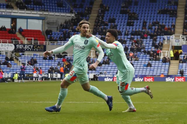 Huddersfield Town's Danny Ward and Josh Koroma celebrate during the 4-3 win at Reading Picture: John Early/Getty Images