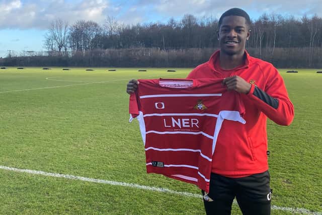 New Doncaster Rovers signing Mipo Odubeko. Picture courtesy of Doncaster Rovers Football Club.