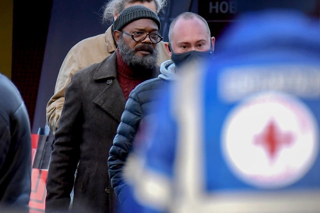 Samuel L Jackson was also seen outside The Piece Hall today. Photo by Getty Images.