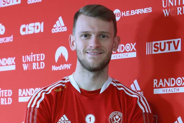Adam Davies after signng for Sheffield United. Picture: Simon Bellis/Sportimage