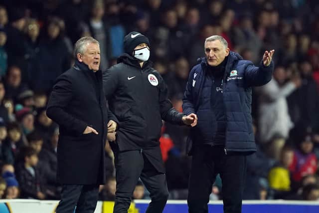 Middlesbrough manager Chris Wilder and Blackburn Rovers manager Tony Mowbray on the touchline at Ewood Park Picture: Mike Egerton/PA