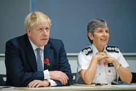 File photo dated 31/10/2019 of Prime Minister Boris Johnson and Police Commissioner Cressida Dick (PA)