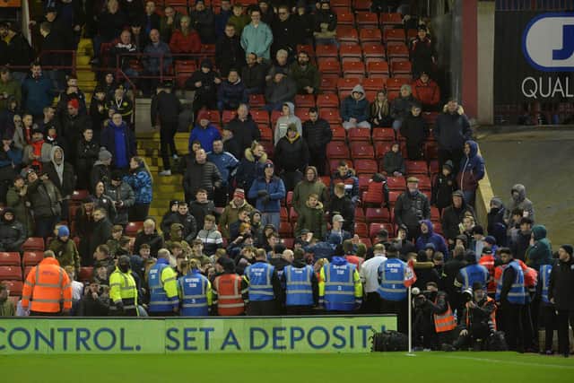 Angry Barnsley fans voiced their displeasure towards the club's owners on Saturday. Picture: Bruce Rollinson