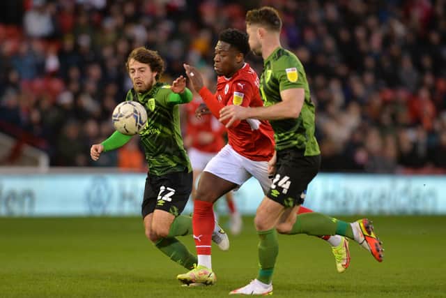Ben Pearson and Gary Cahill close down on Aaron Leya Iseka (
Picture: Bruce Rollinson)