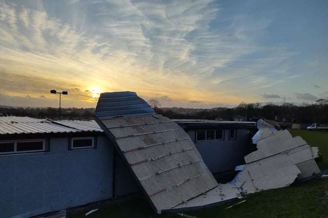 Football changing rooms, Nunroyd Park, Yeadon, after Storm Malik.
Picture by Phil Morcom.