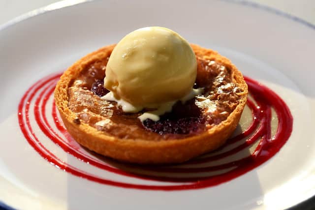 Bakewell Pudding with Clotted Cream Ice cream