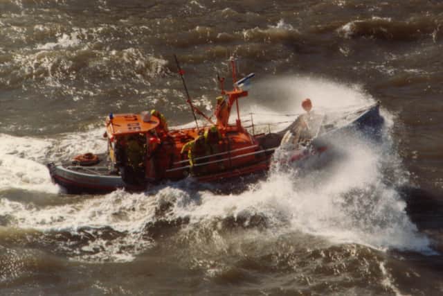 The Will and Fanny Kirby (ON 972) sets out on a rescue mission from North Landing in 1989 (Photograph Copyright Paul L Arro)