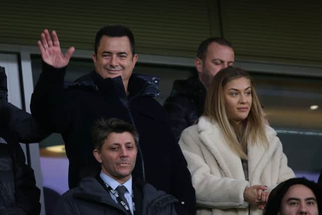New Hull City owner Acun Ilicali and partner Ayca Cagla Altunkaya in the stands after the Sky Bet Championship match at the MKM Stadium, Kingston upon Hull