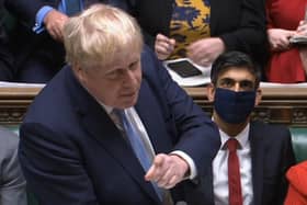 This was Boris Johnson presenting Sue Gray's update on the 'partygate' scandal to Parliament where he came under fire from, amongst others, Theresa May,