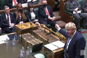 Prime Minister Boris Johnson delivers a statement to MPs in the House of Commons on the Sue Gray report.