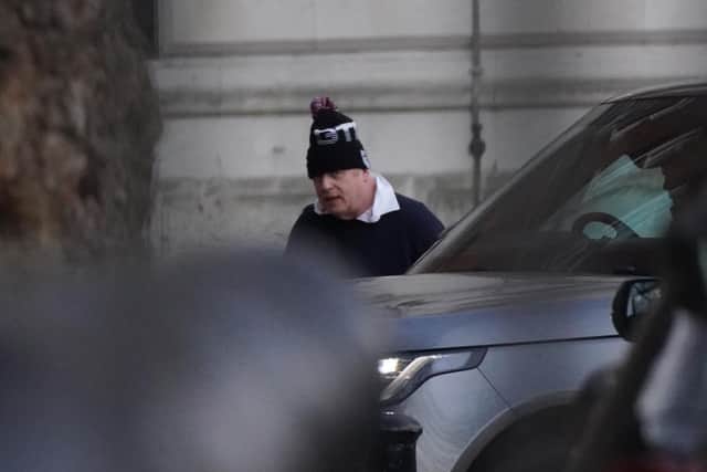 Prime Minister Boris Johnson arriving at 10 Downing Street, London, after taking an early morning jog yesterday.
