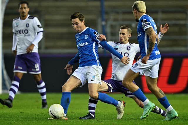 Carel Eiting playing for Genk in Belgium last month.  (Photo by JOHAN EYCKENS/BELGA MAG/AFP via Getty Images)