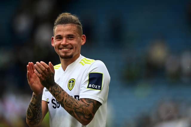Still smiling: Leeds' Kalvin Phillips has been helping keep up morale at Thorp Arch during his spell out injured.
Picture: Jonathan Gawthorpe