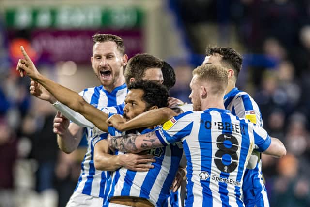 Huddersfield Town's Duane Holmes celebrates scoring the first goal. (Picture: Tony Johnson)